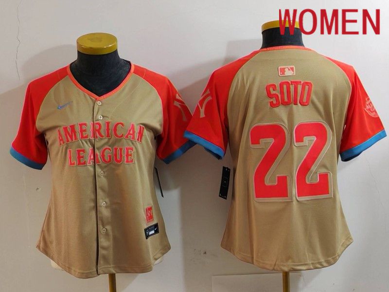 Women New York Yankees #22 Soto Orange All star 2024 Nike MLB Jersey style 1->women mlb jersey->Women Jersey